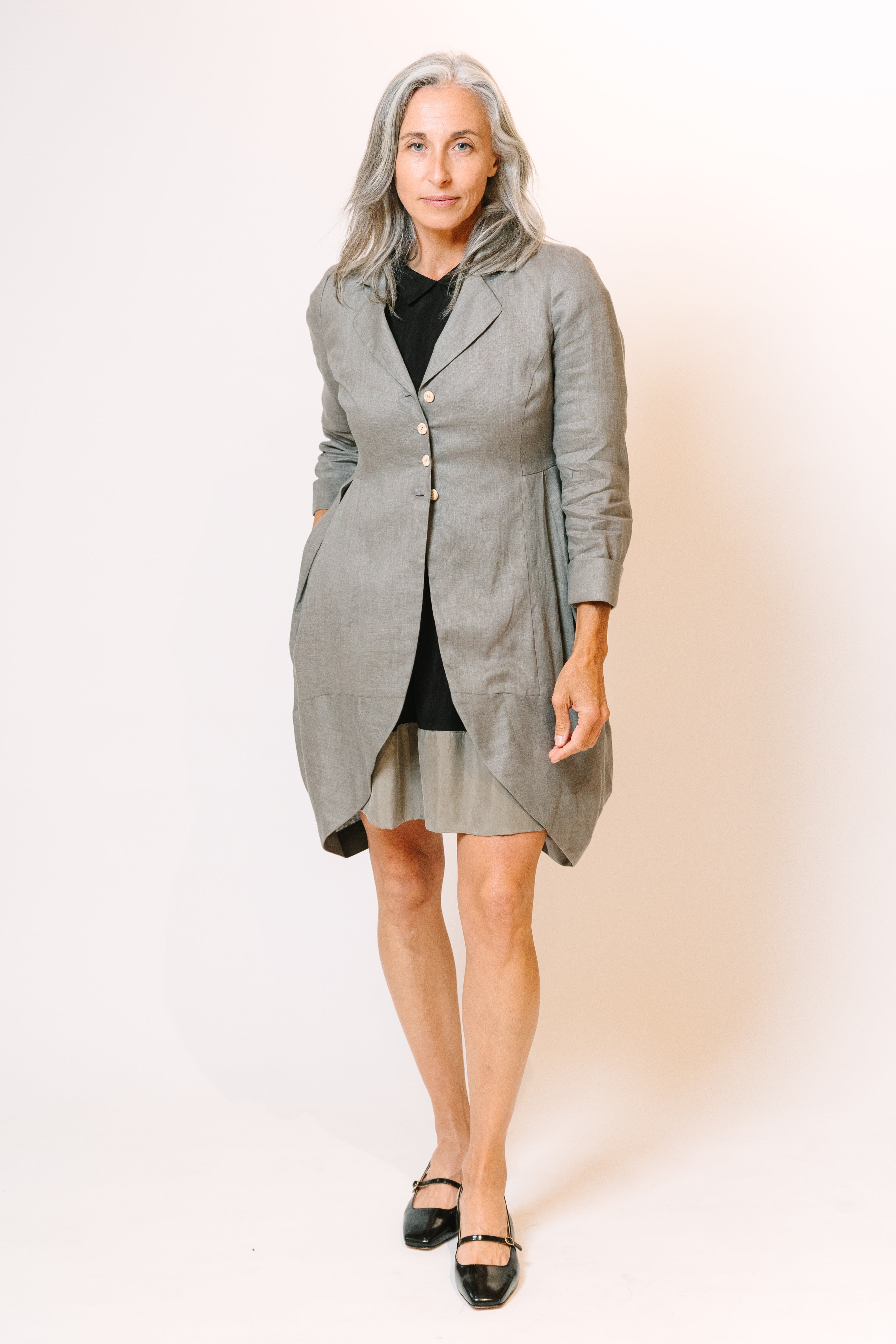 Covent Garden Linen Riding Jacket in Asphalt