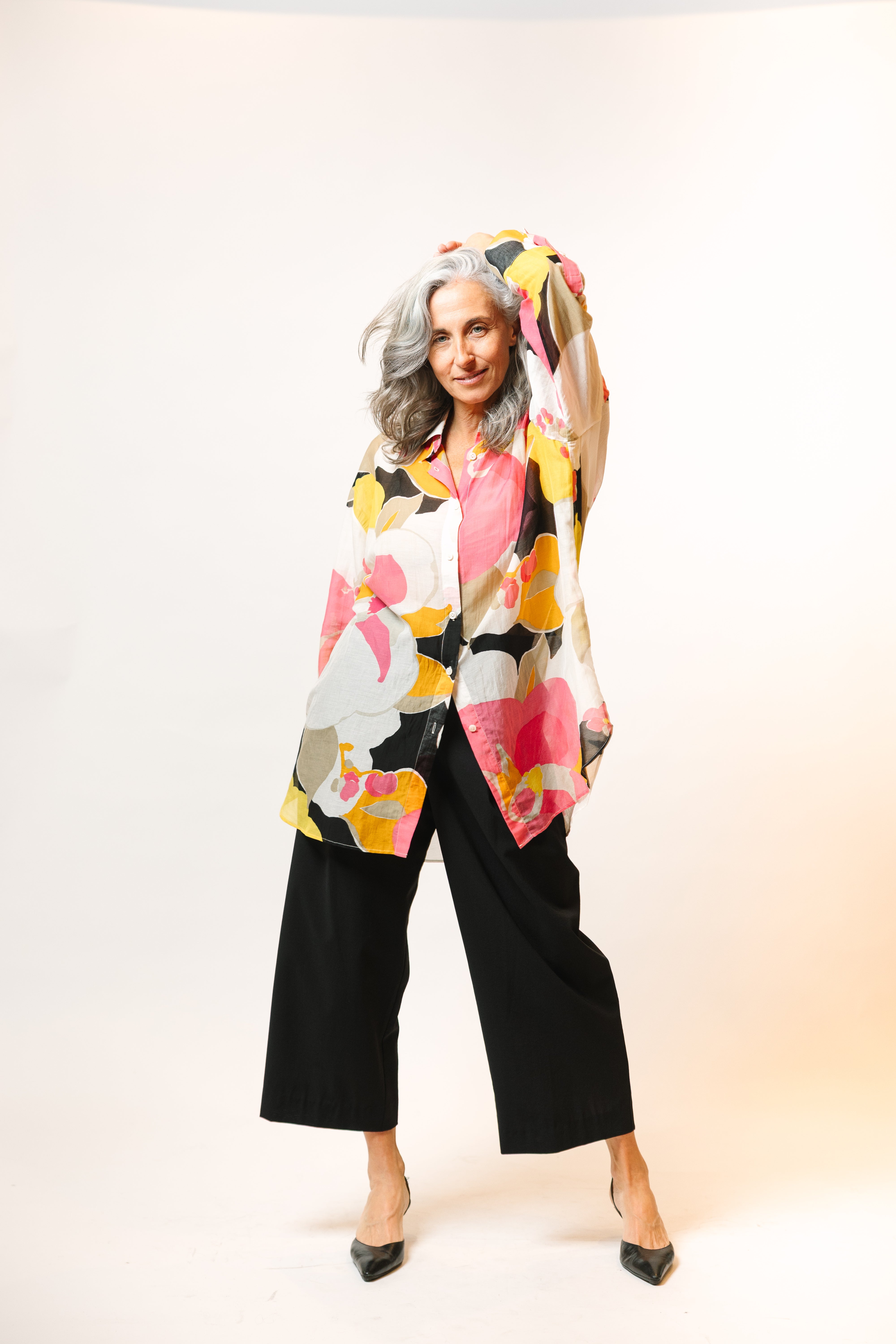 The Maker Shirt in floral cotton/ silk