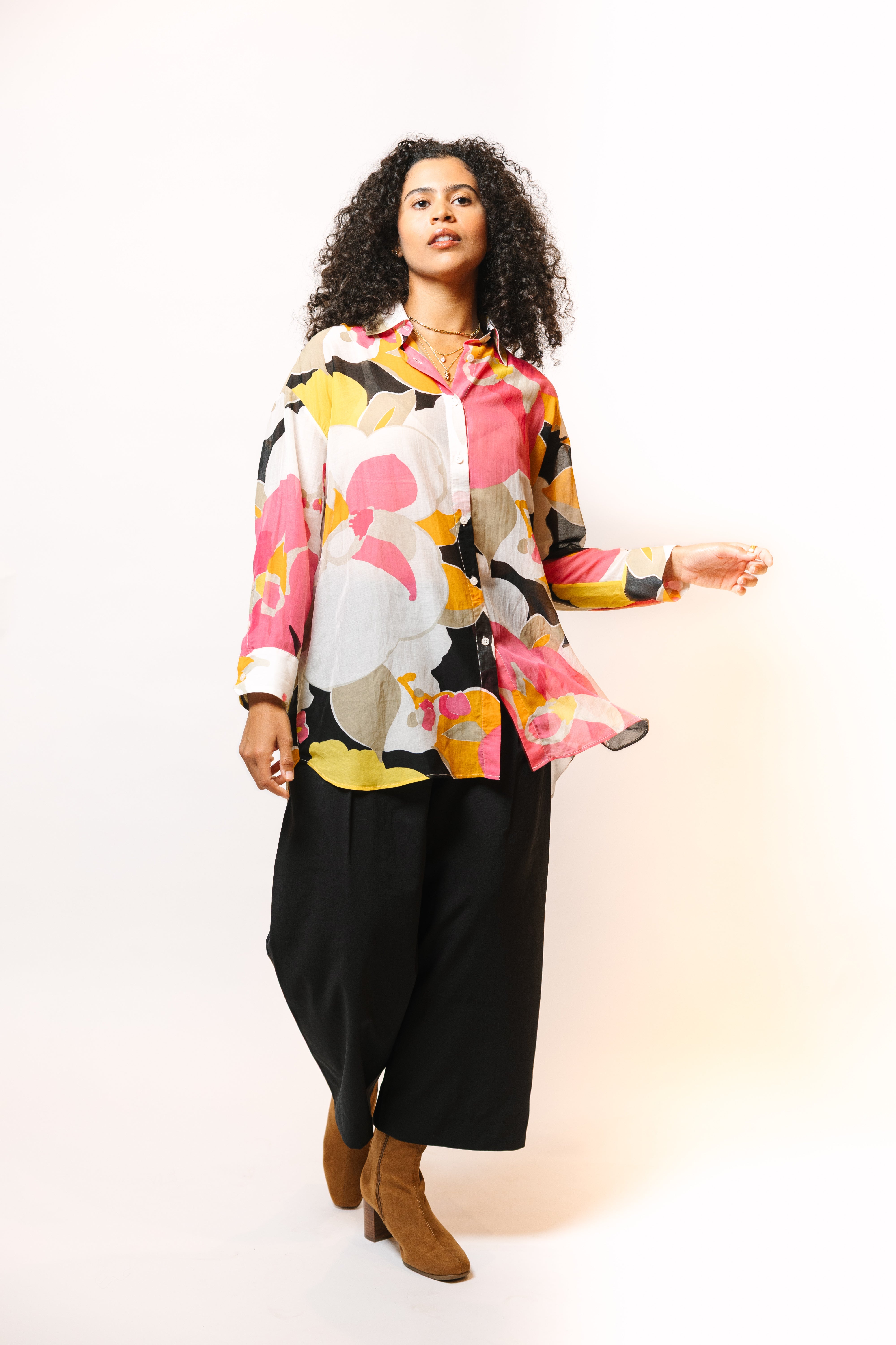 The Maker Shirt in floral cotton/ silk