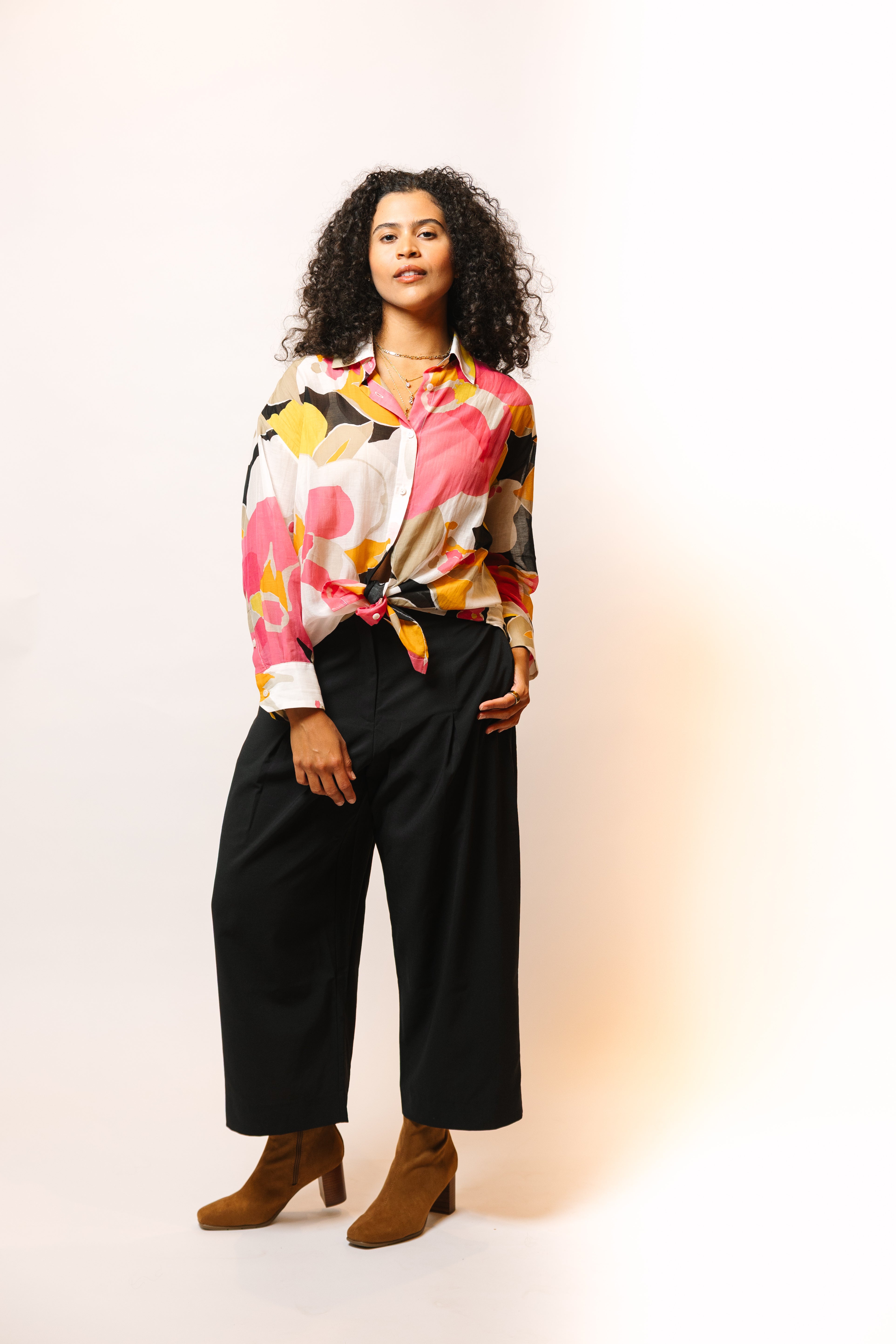 The Maker Shirt in floral cotton/ silk