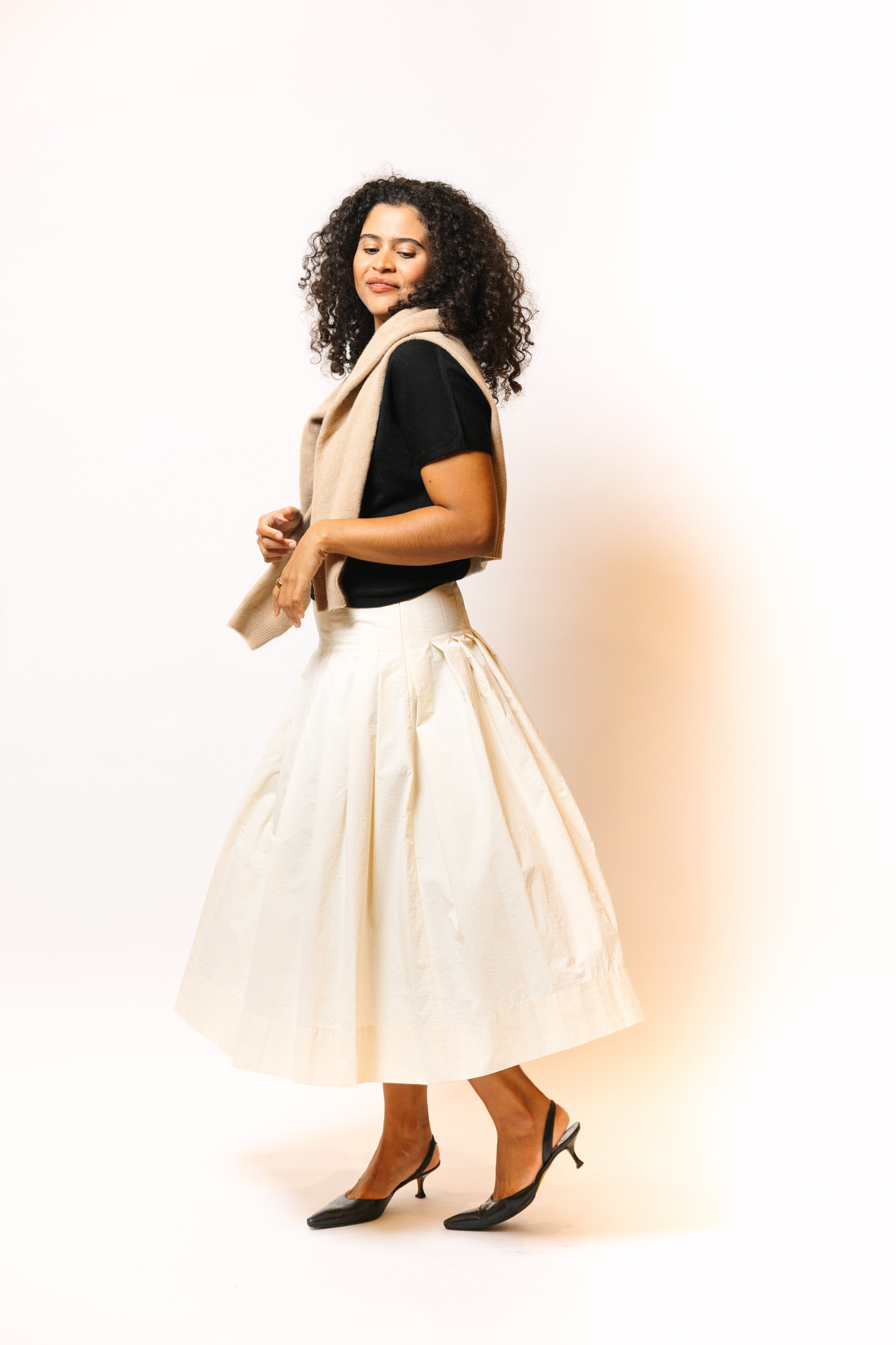 Pleated Taffeta Skirt