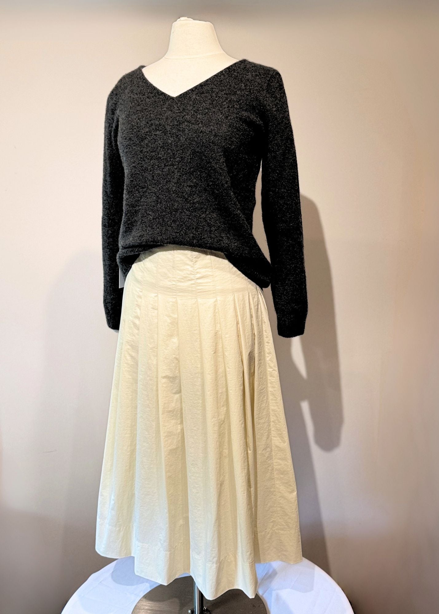 Pleated Taffeta Skirt