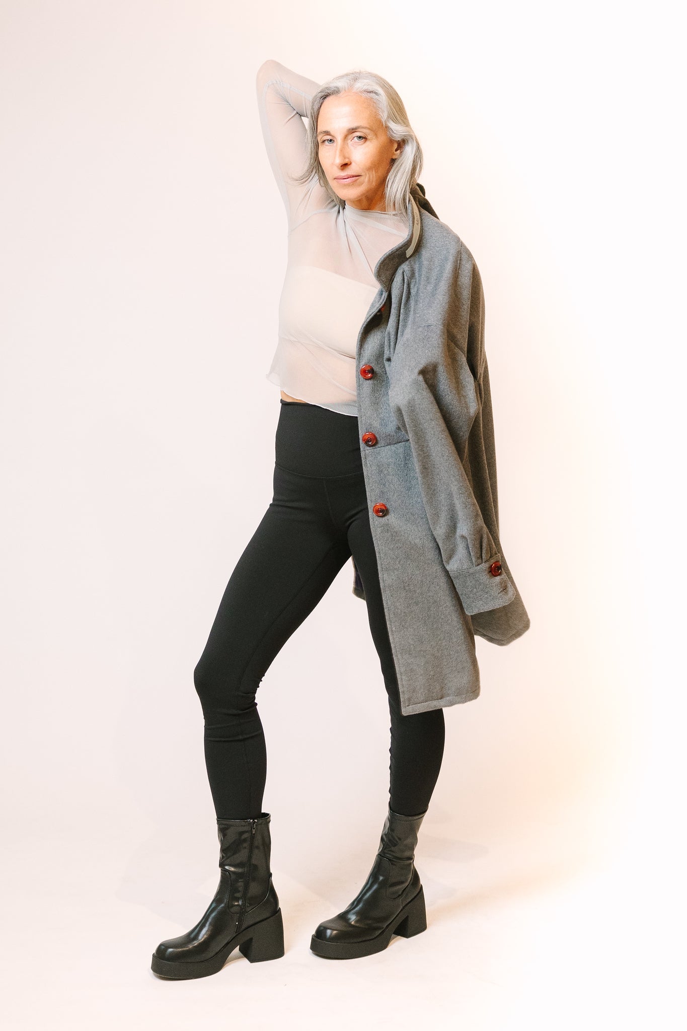 Mesh Long Sleeved Layering Tee (Silver or Sage)