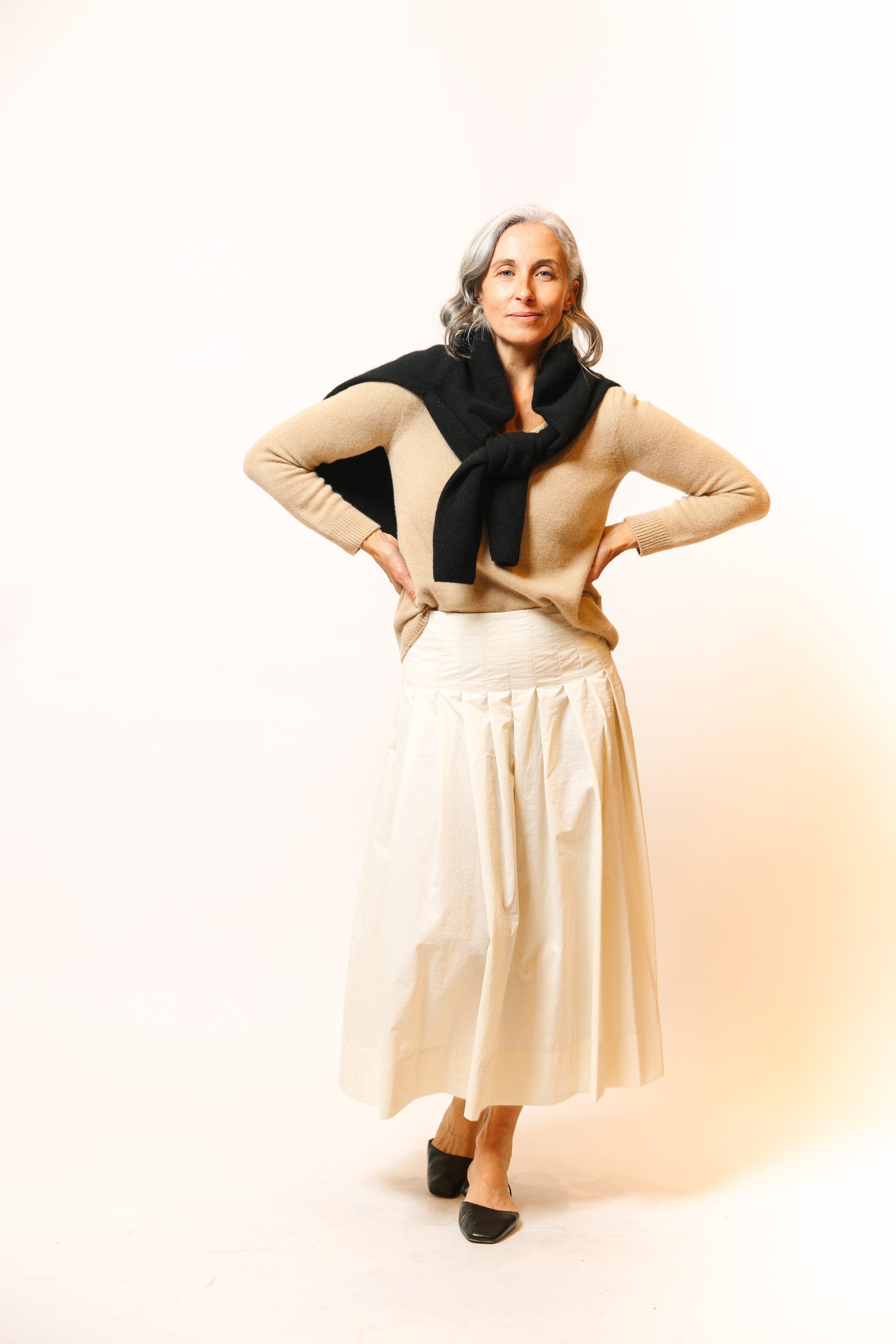 Pleated Taffeta Skirt