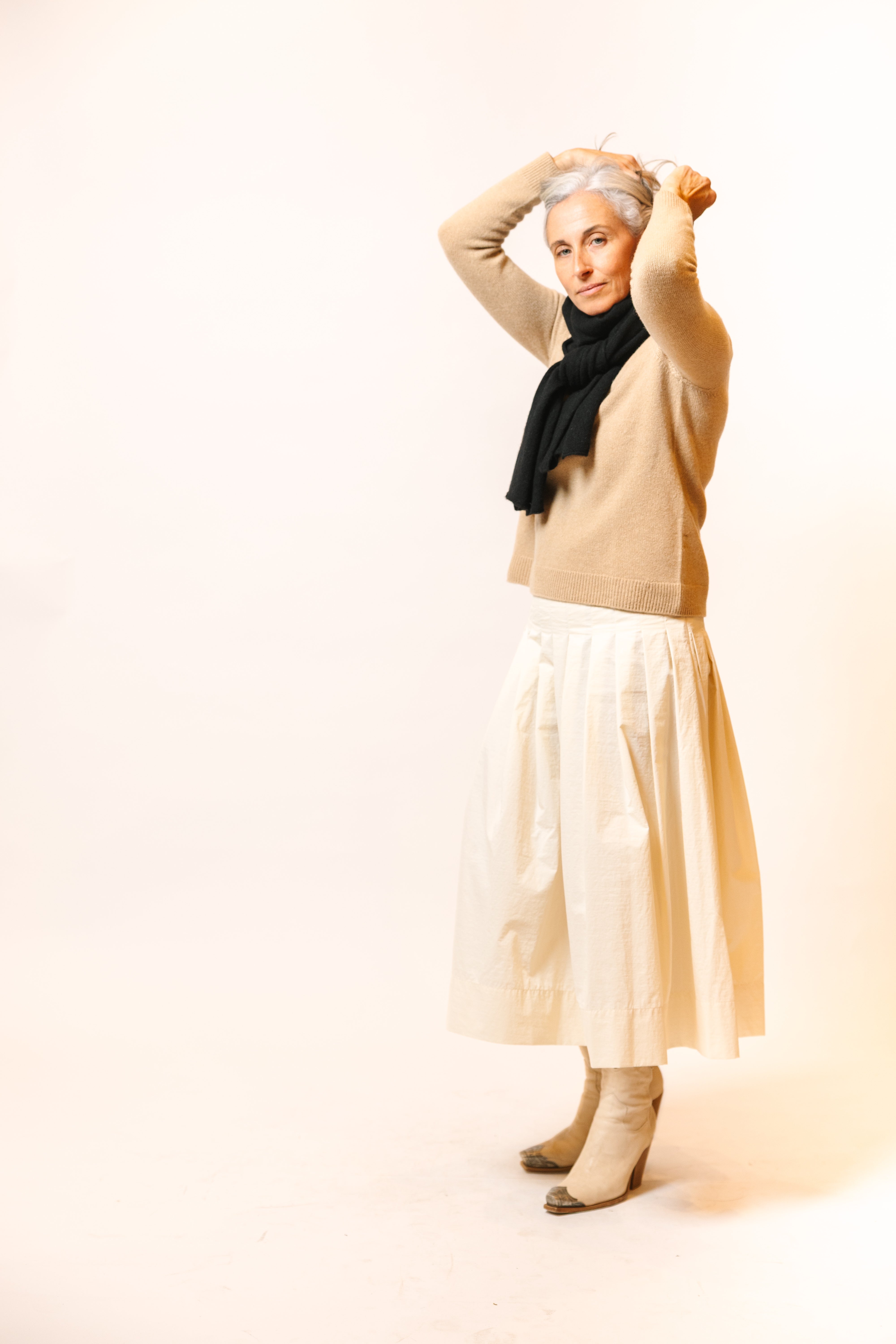 Pleated Taffeta Skirt