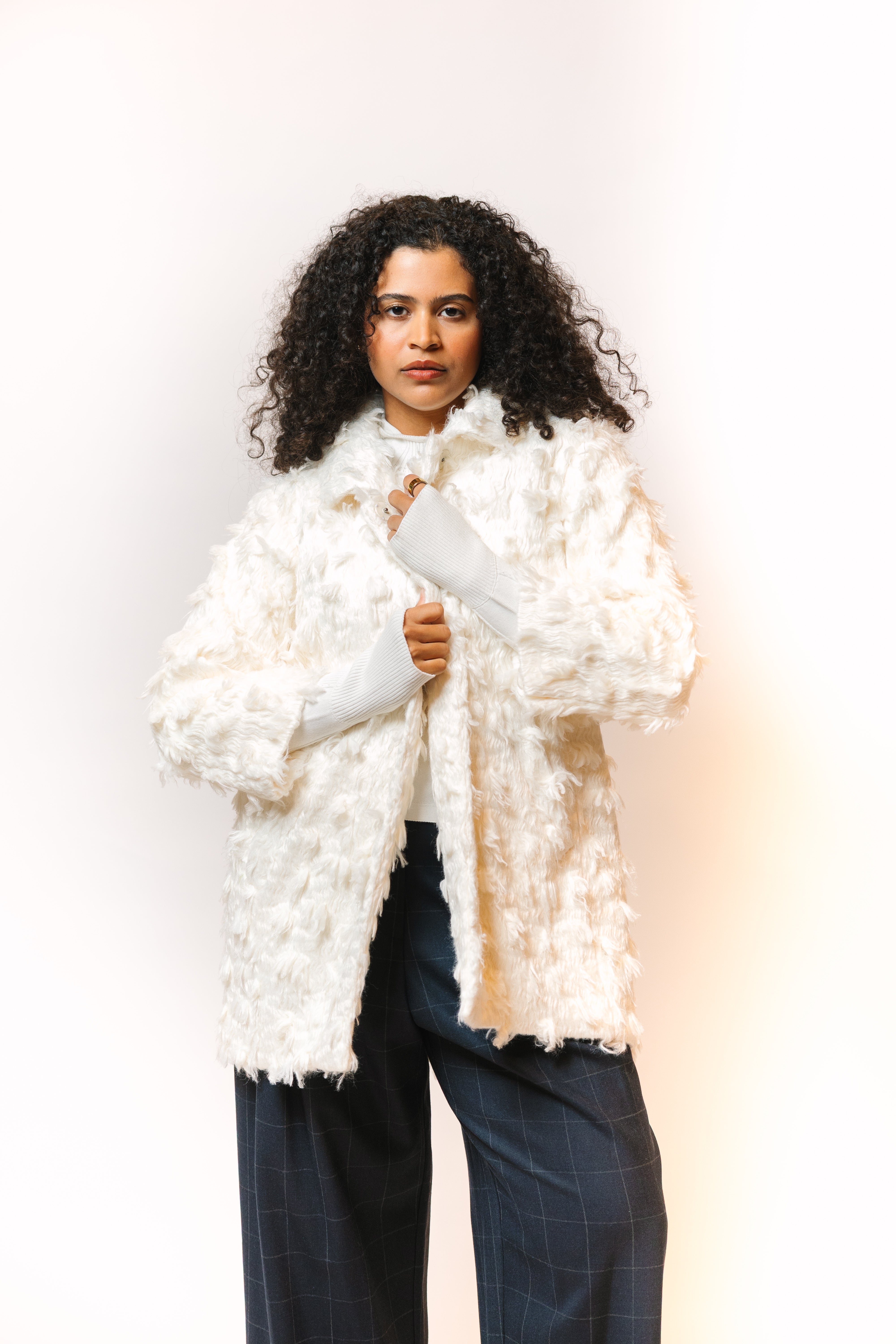 Empire Coat in Faux Shearling – K. Becker