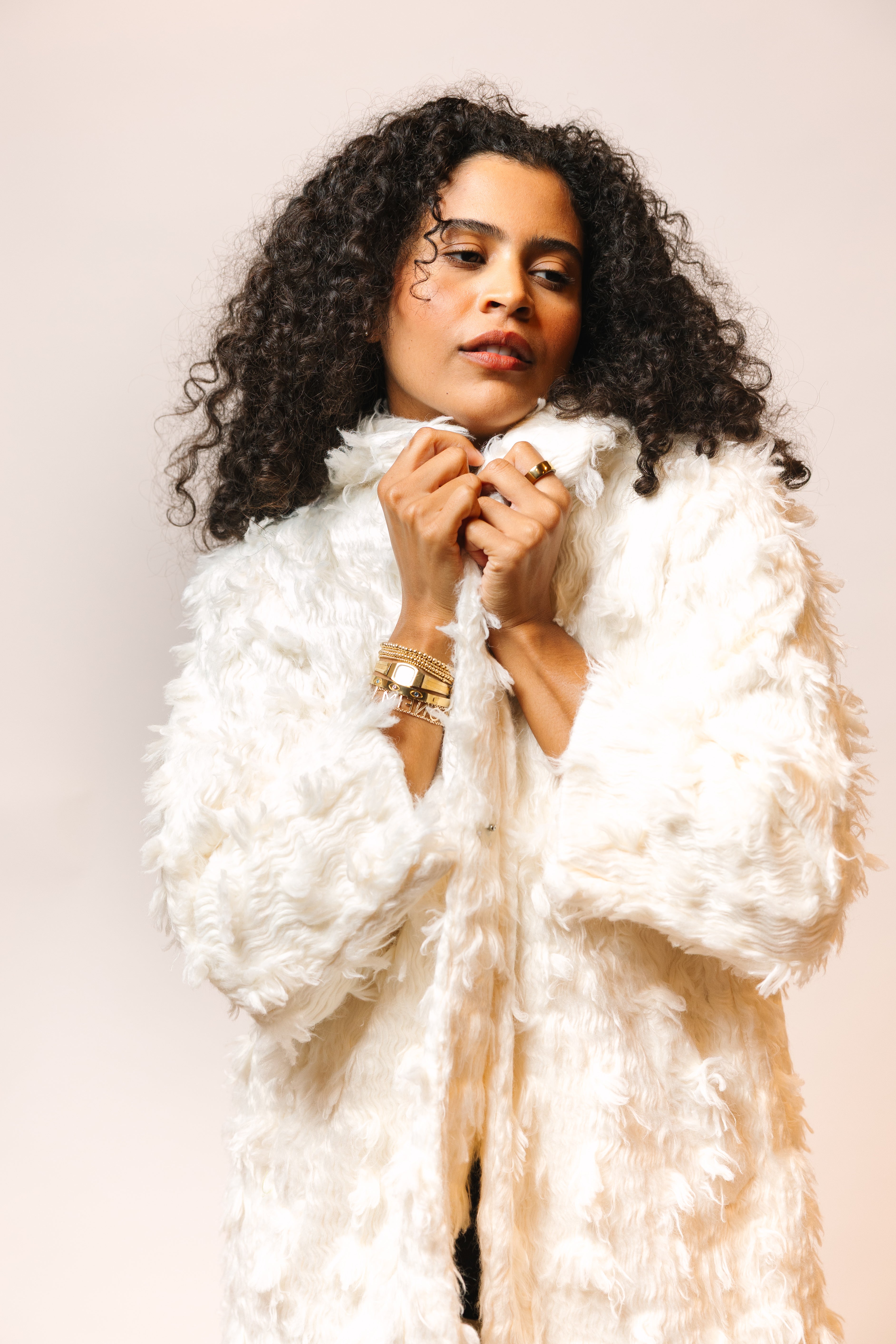 Empire Coat in Faux Shearling – K. Becker
