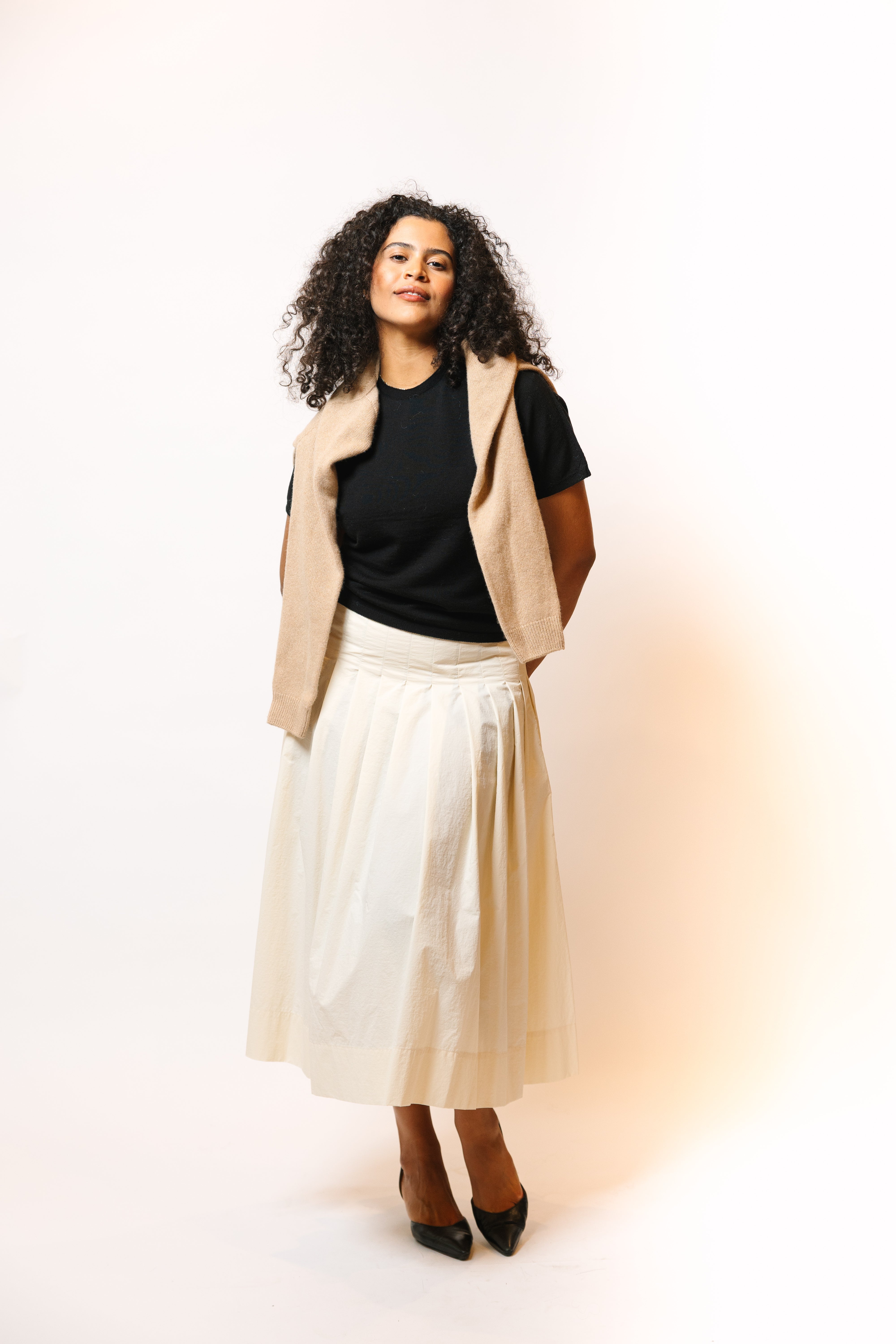 Pleated Taffeta Skirt